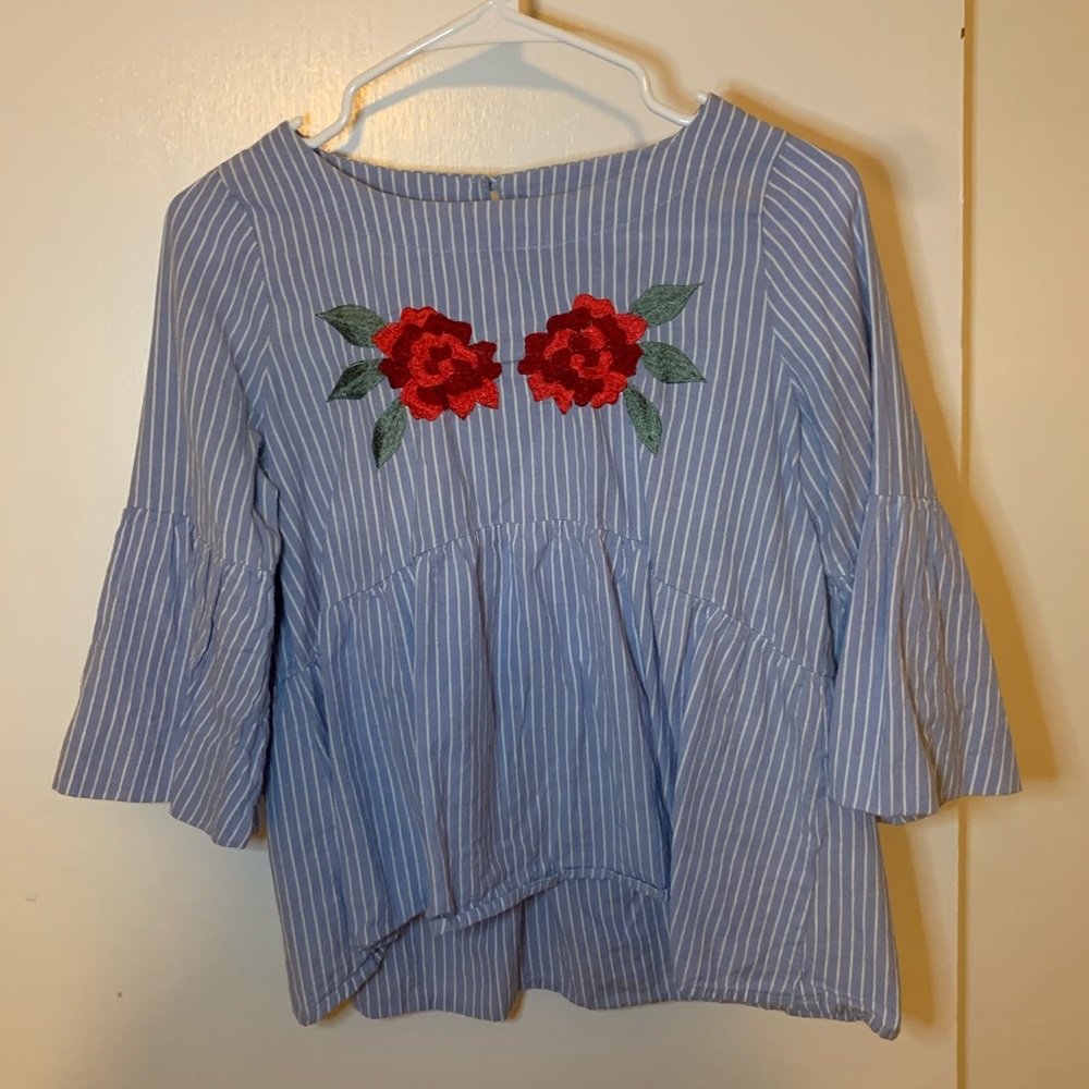 Striped peplum top w/ 🌹